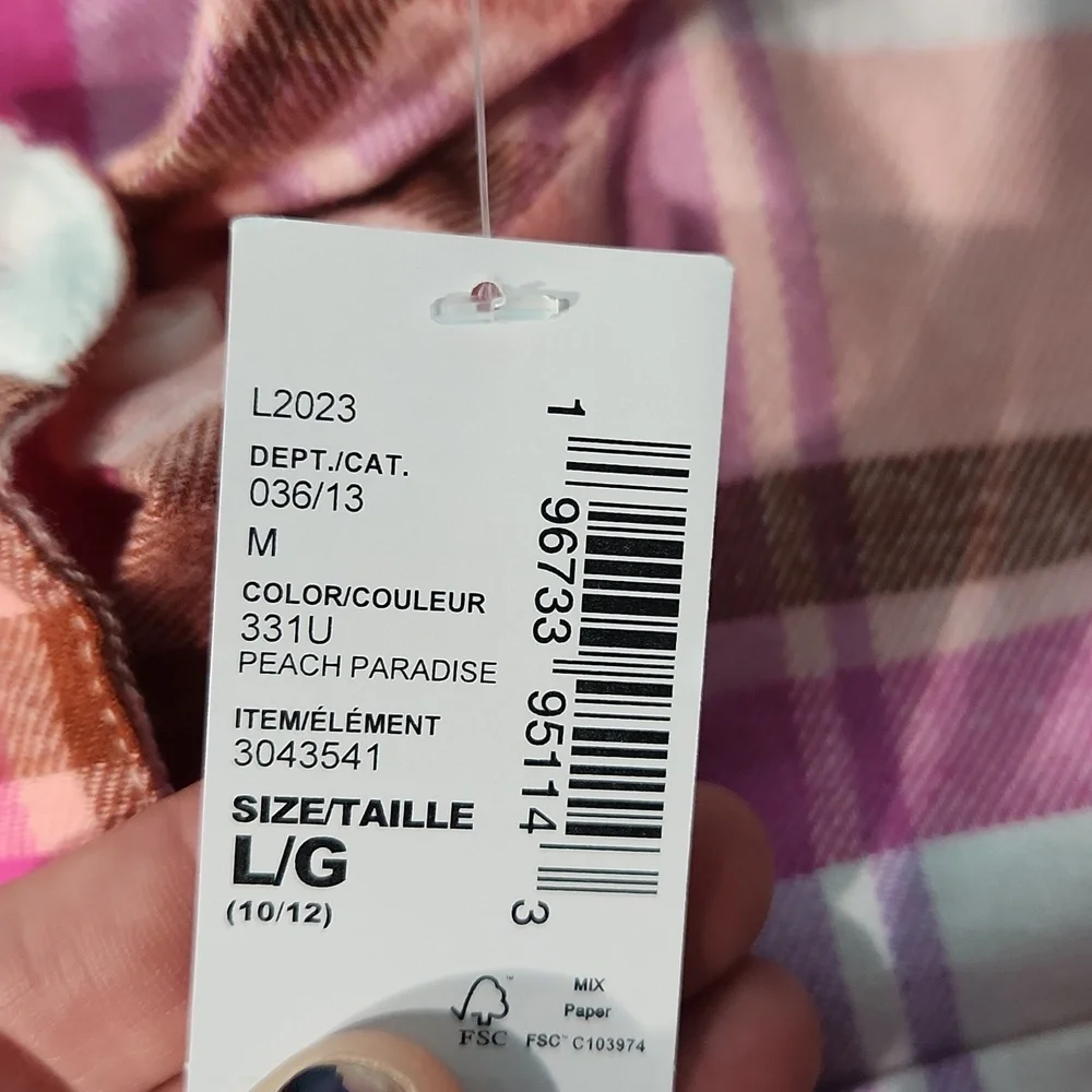 ☀️NWT! The Children's Place Pink Plaid Flannel Shirt Large